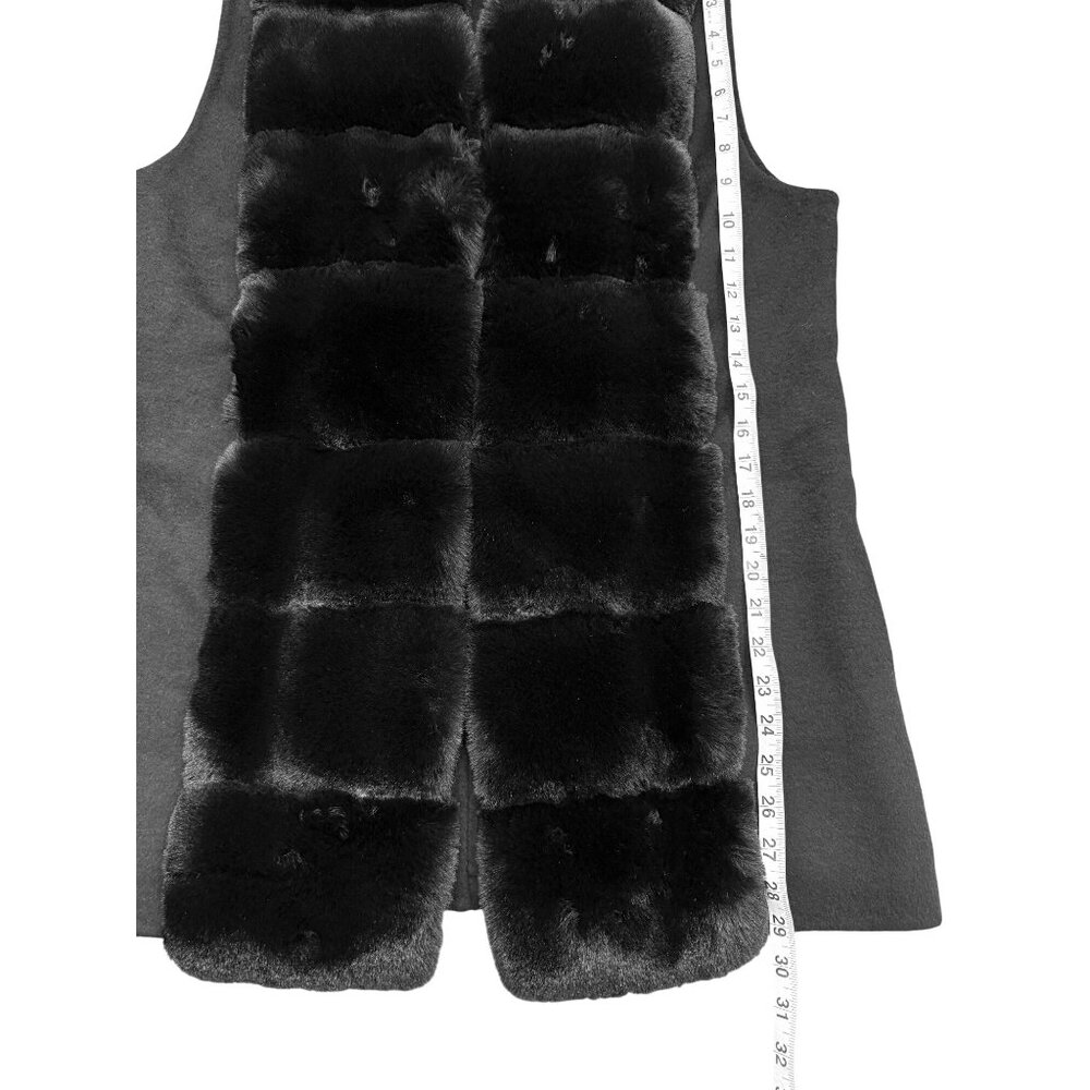 J. McLaughlin Womens Size L Black Faux Fur Vest Sleeveless Open Front Cozy Chic - Picture 5 of 8